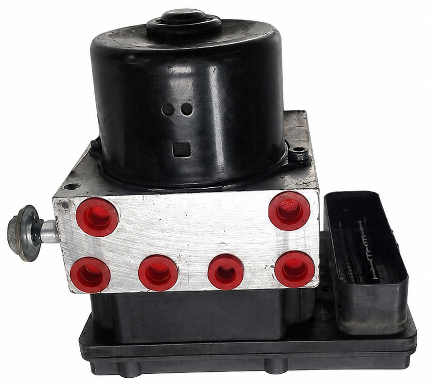 Front view of 2006 Mercury Mariner 4WD ABS module and pump assembly, VIN 1